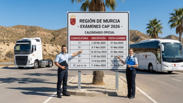 Abierto el plazo para el CAP 2026 en la Región de Murcia: Calendario oficial de exámenes para conductores profesionales